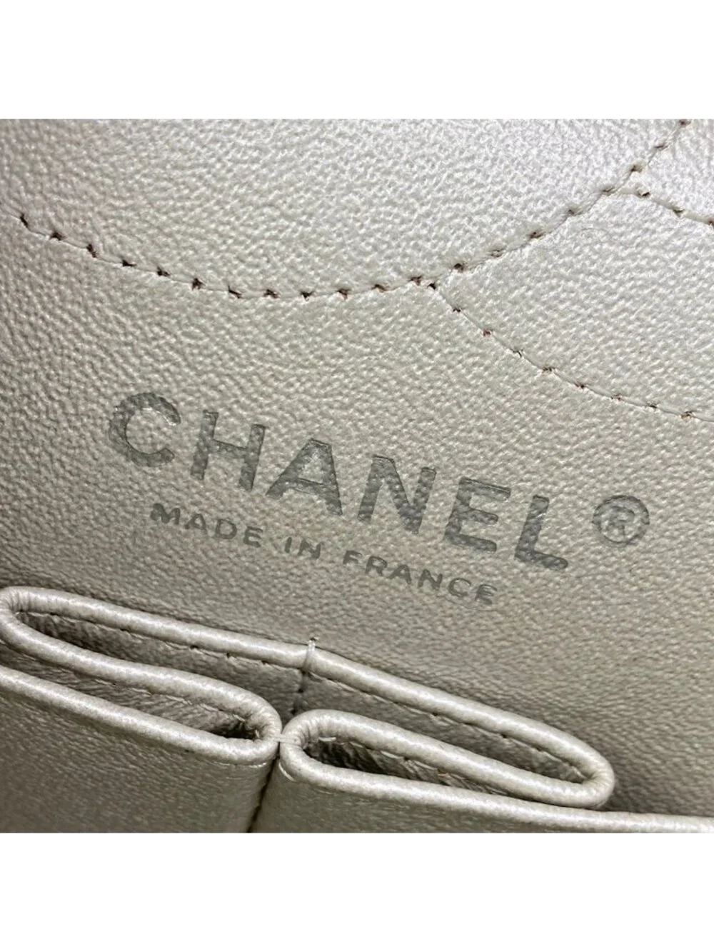 Chanel Shoulder Bag 2.55 Double Flap Quilted Silver Lambskin